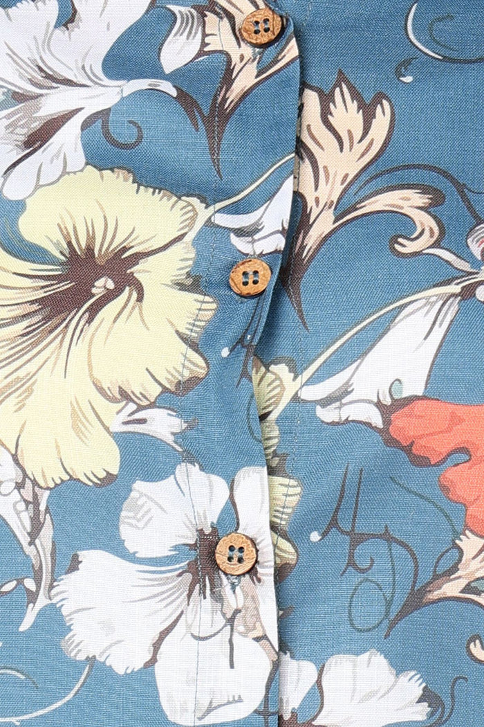 Comfortable Polyester fabric texture of the Sky Blue Kurti set, ideal for maternity and postpartum.