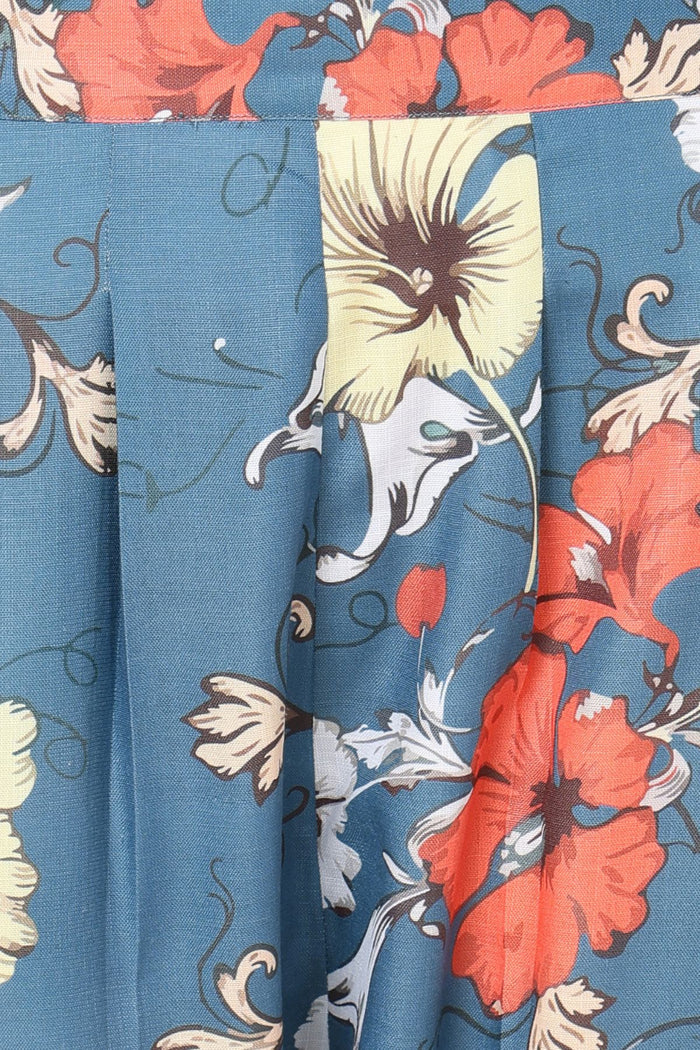 Comfortable Polyester fabric texture of the Sky Blue Kurti set, ideal for maternity and postpartum.