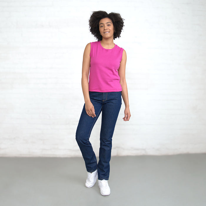 Sleeveless Crop - Magenta Supima