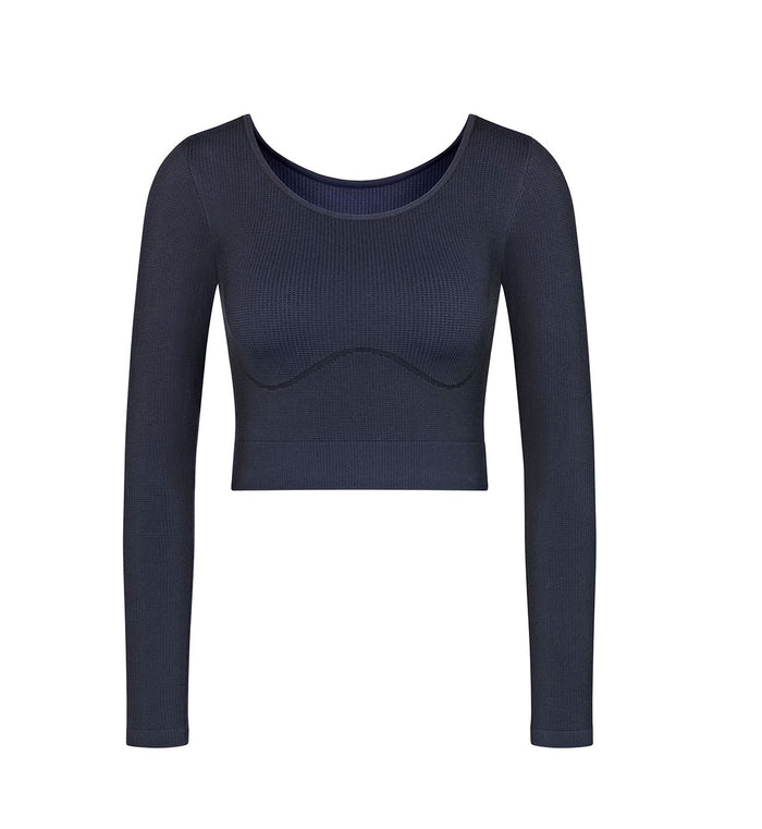 BLACK SLOGGI EVER INFUSED ALOE CROP TOP LS