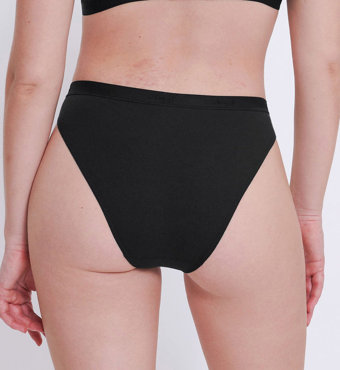 BLACK SLOGGI GO CASUAL HIGH LEG BRIEF