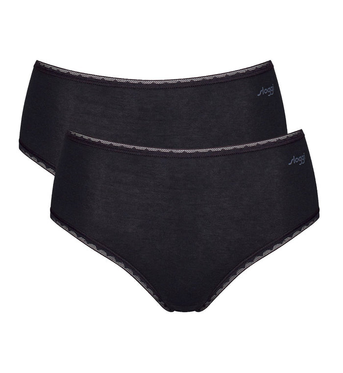 BLACK SLOGGI GO HIGH WAIST 2 PACK