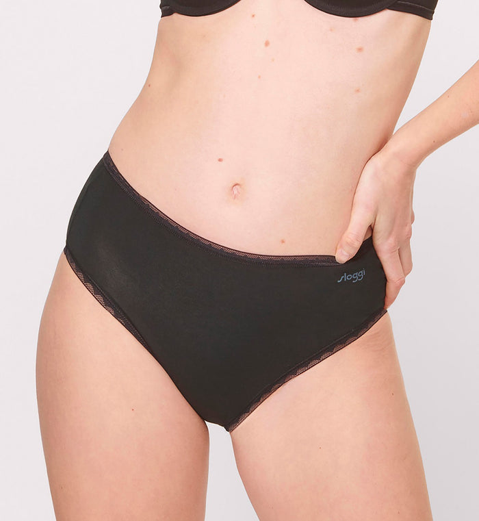 BLACK SLOGGI GO HIGH WAIST 2 PACK