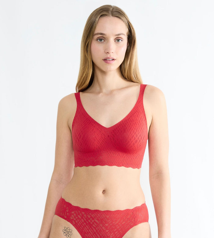 RED SLOGGI ZERO FEEL BLISS FESTIVE BRALETTE