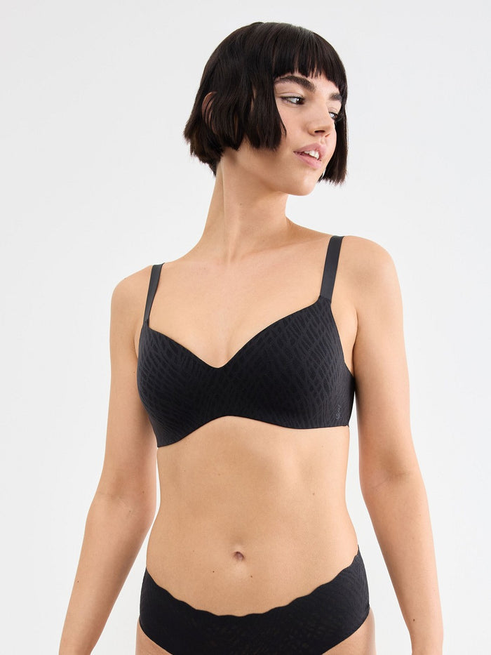 BLACK SLOGGI ZERO FEEL BLISS THE UP T-SHIRT BRA