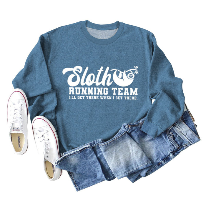 Blue sweater (white font) / S