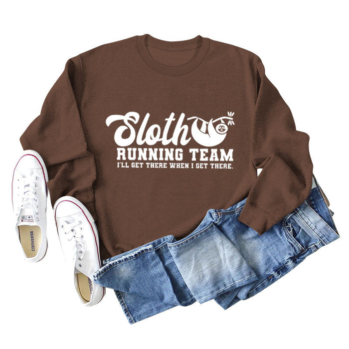 Coffee colored sweater (white font) / S
