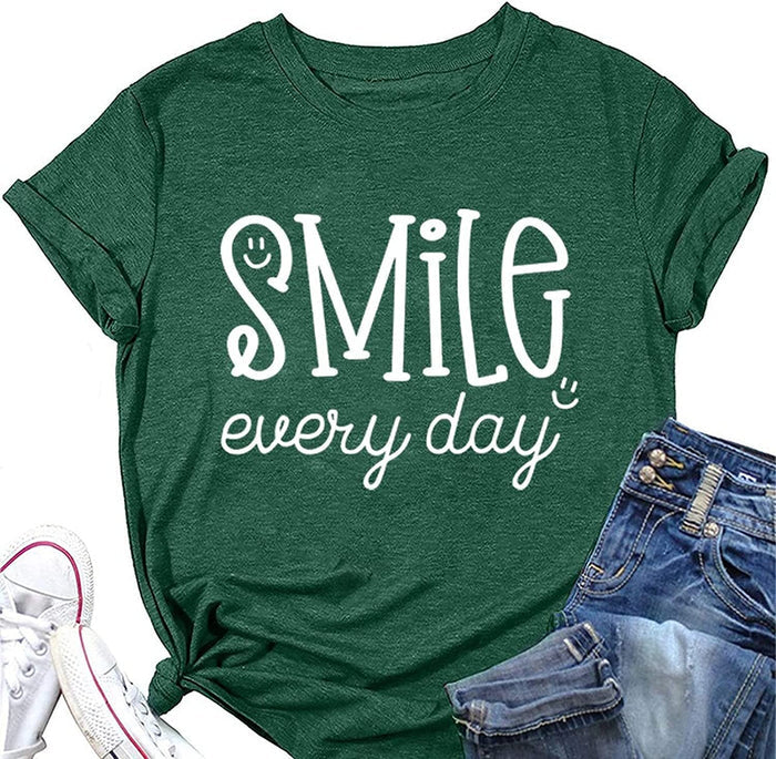 Smile Every Day Shirt Women Be Happy Positivity Motivational T-Shirt
