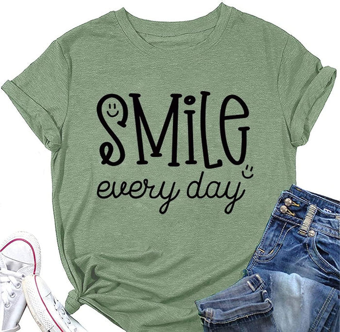 Smile Every Day Shirt Women Be Happy Positivity Motivational T-Shirt
