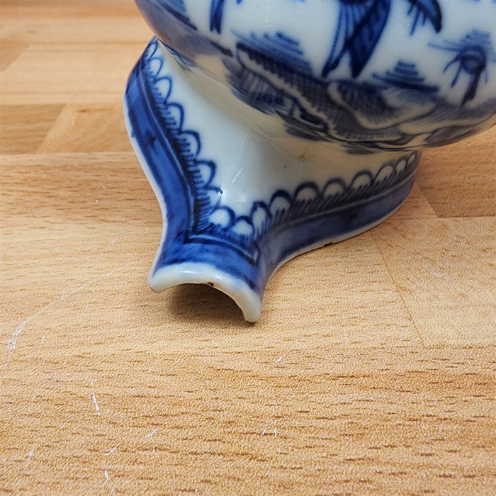 Snout-Nosed Creamer 3” By Canton Antique Chinese Export Blue White Porcelain