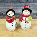 Snowman Salt Pepper Set Christmas Holiday Ceramic Blue Sky Heather Goldminc