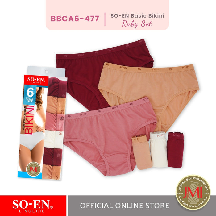 SO-EN BBC Regular 6-in-1 Cotton Blend Bikini Panty Set for Women