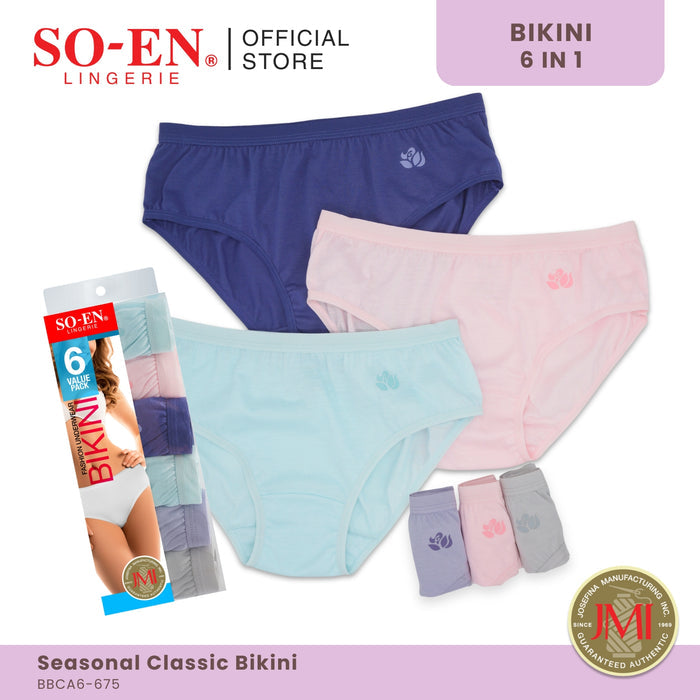 SO-EN BBC Seasonal 6-in-1 Cotton Blend Bikini Panty Set for Women