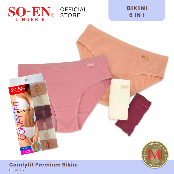 SO-EN BBS Regular 6-in-1 Cotton Spandex Bikini Panty Set for Women