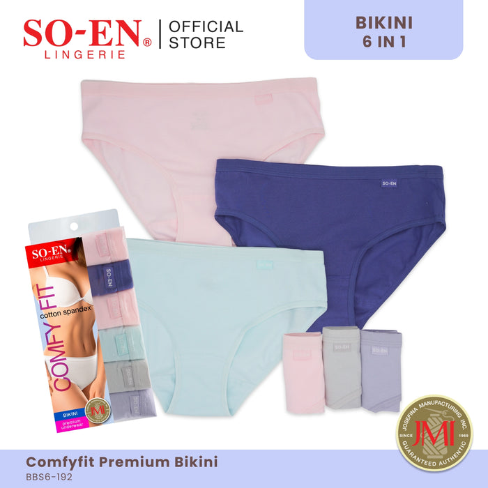 SO-EN BBS Seasonal 6-in-1 Cotton Spandex Bikini Panty Set for Women