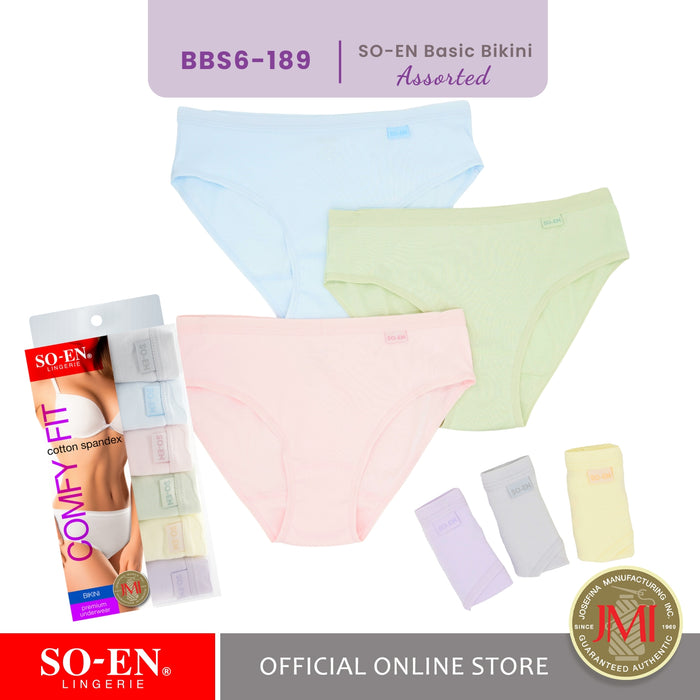 SO-EN BBS Seasonal 6-in-1 Ribs Cotton Spandex Bikini Panty Set for Women