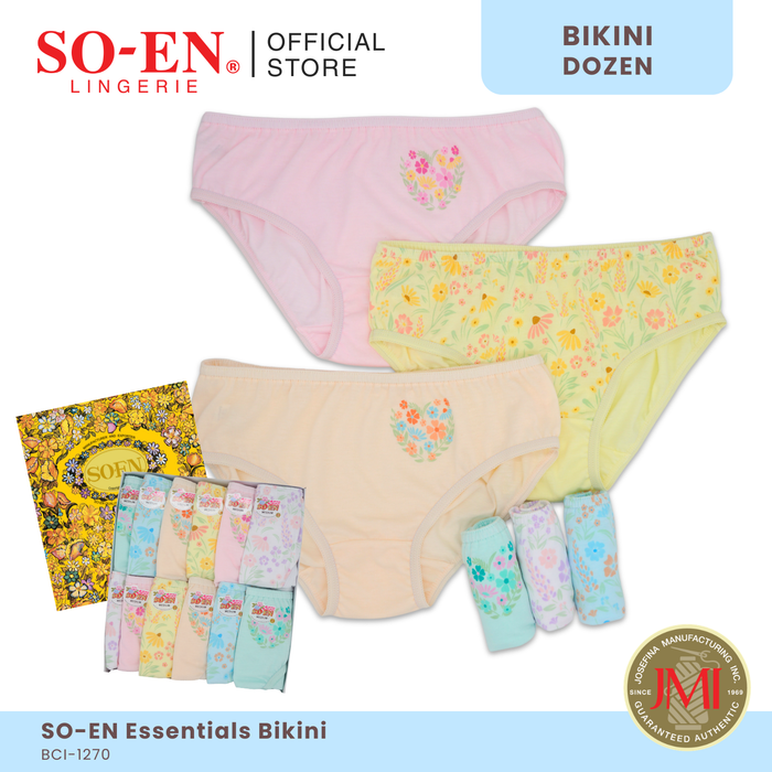 SO-EN BCI Essential 12-in-1 Cotton Blend Bikini Panty Set for Women