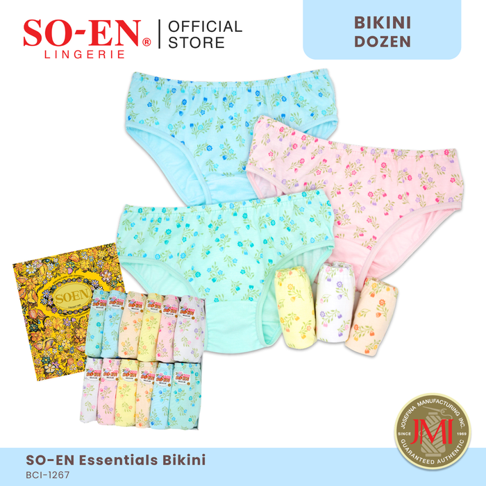 SO-EN BCI Essential 12-in-1 Cotton Blend Bikini Panty Set for Women