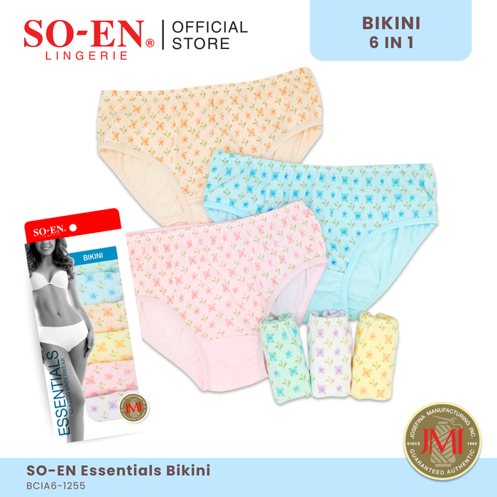 SO-EN BCI Essential 6-in-1 Cotton Blend Bikini Panty Set for Women