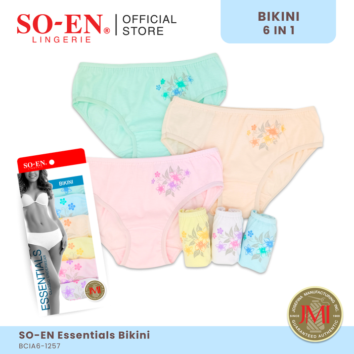 SO-EN BCI Essential 6-in-1 Cotton Blend Bikini Panty Set for Women