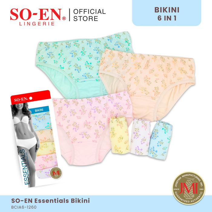SO-EN BCI Essential 6-in-1 Cotton Blend Bikini Panty Set for Women