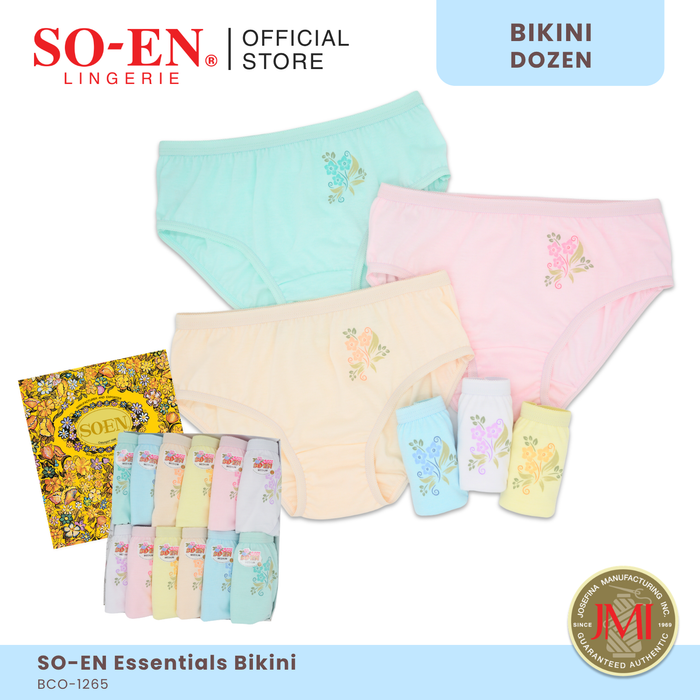 SO-EN BCO Essential 12-in-1 Cotton Blend Bikini Panty Set for Women