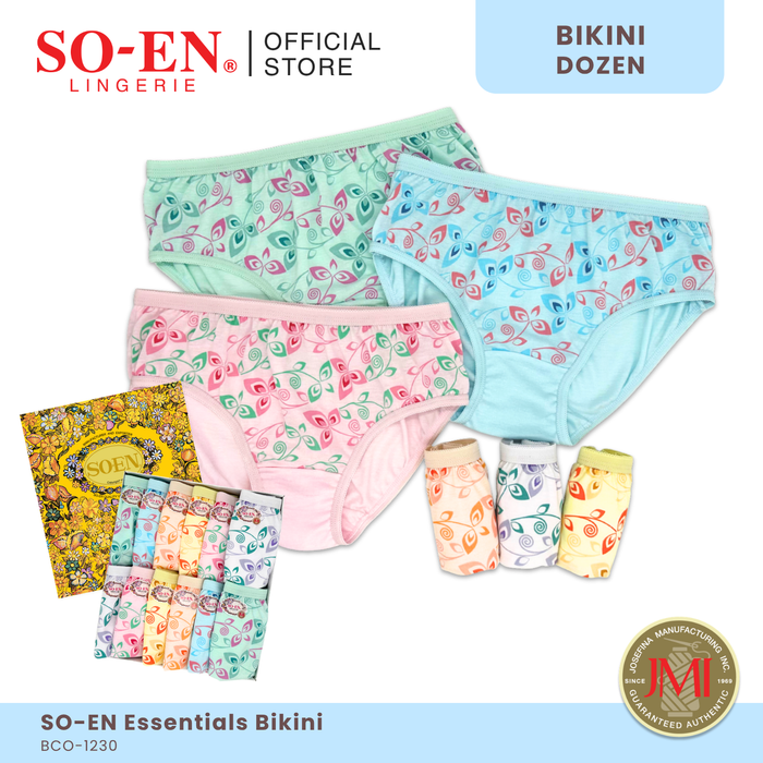 SO-EN BCO Essential 12-in-1 Cotton Blend Bikini Panty Set for Women
