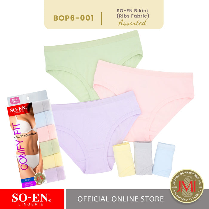 SO-EN BOP Seasonal 6-in-1 Ribs Cotton Spandex Bikini Set for Women