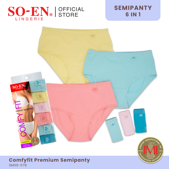 SO-EN SMS SALE 6-in-1 Cotton Spandex SemiPanty Set for Women