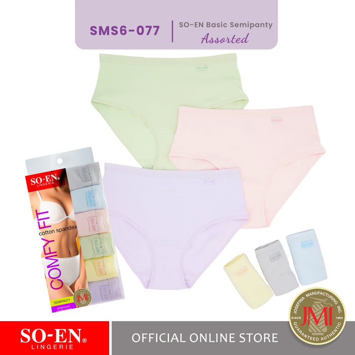 SO-EN SMS Seasonal 6-in-1 Ribs Cotton Spandex SemiPanty Set for Women