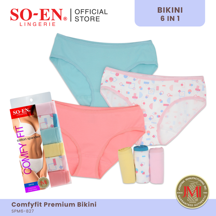 SO-EN SPM SEASONAL 6-in-1 Cotton Spandex Lowrise Bikini Panty Set for Women