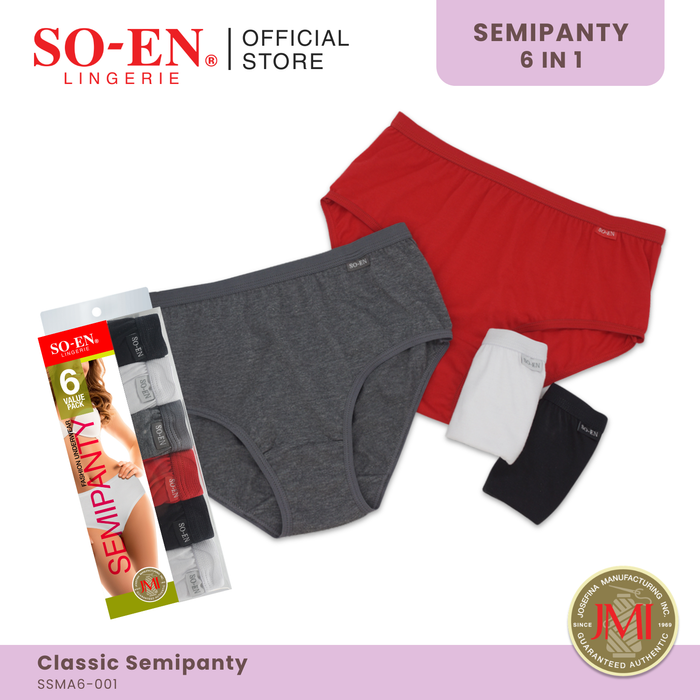 SO-EN SSM Regular 6-in-1 Cotton Blend Semipanty Set for Women