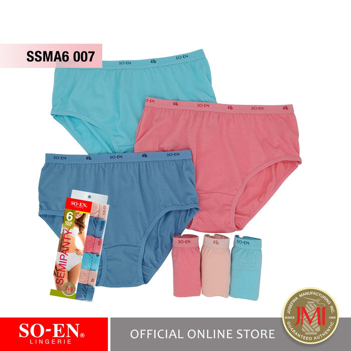 SO-EN SSM SALE 6-in-1 Cotton Blend Semipanty Set for Women