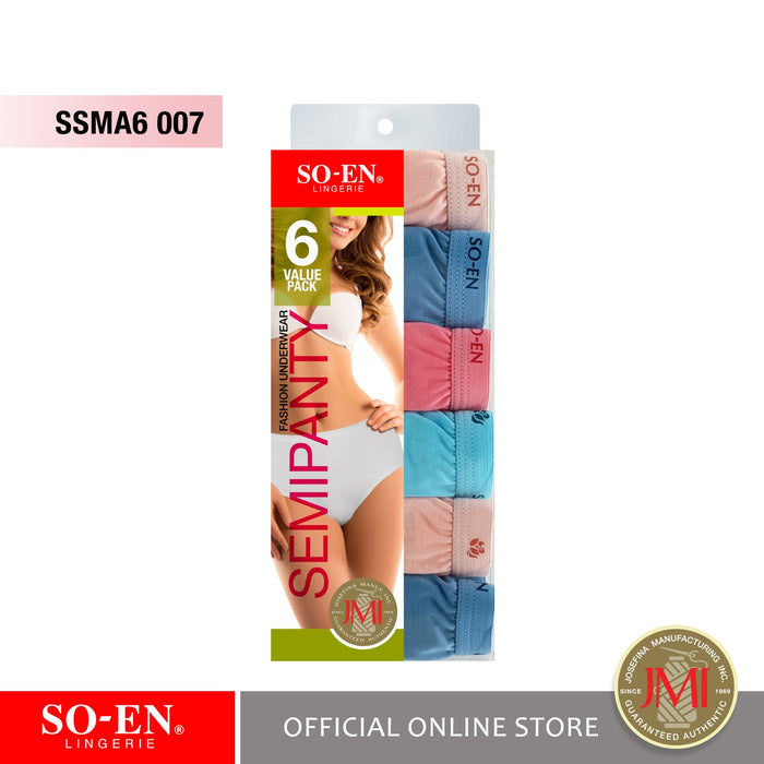 SO-EN SSM SALE 6-in-1 Cotton Blend Semipanty Set for Women