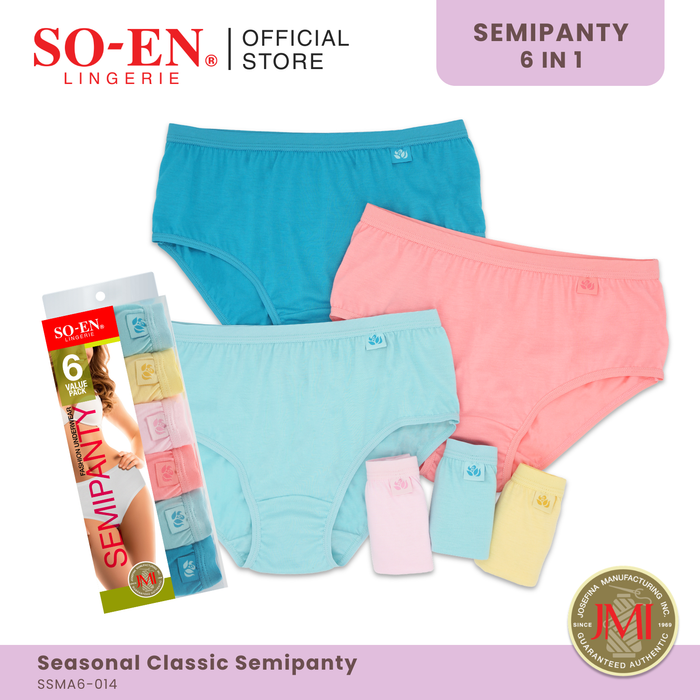 SO-EN SSM Seasonal 6-in-1 Cotton Blend Semipanty Set for Women