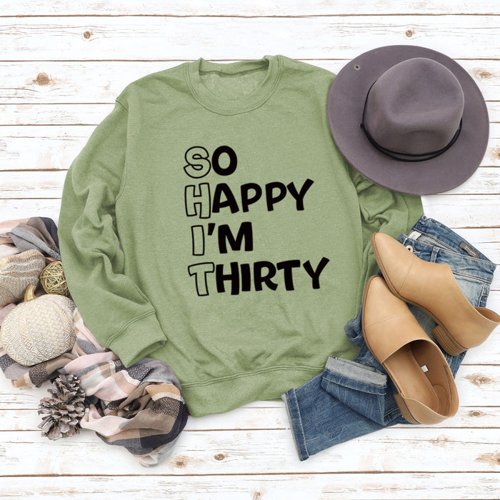 Olive green sweater (black font) / S