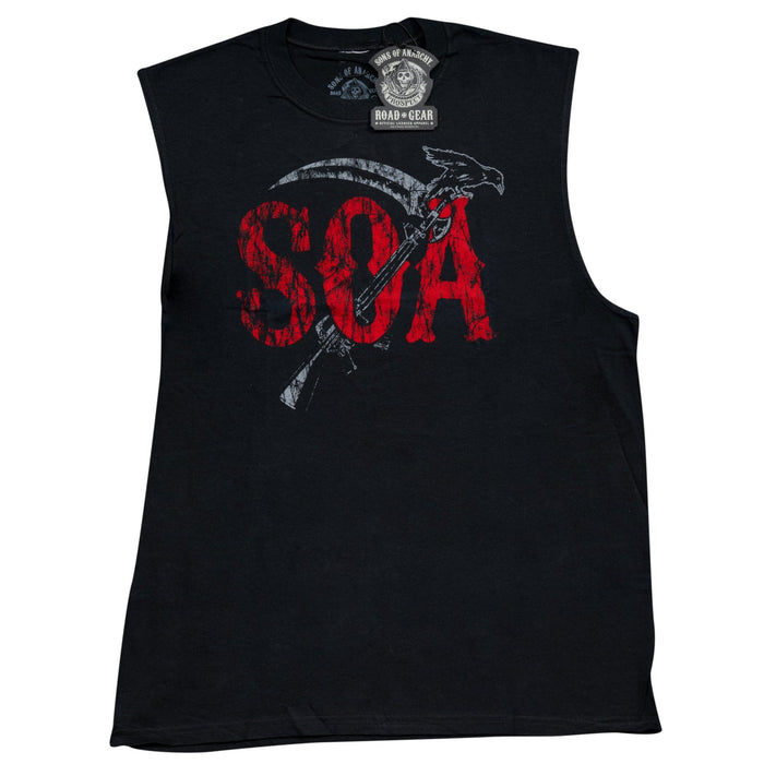 Sons Of Anarchy SOA Reaper Logo Crow Black Sleeveless T-Shirt - TVStoreOnline