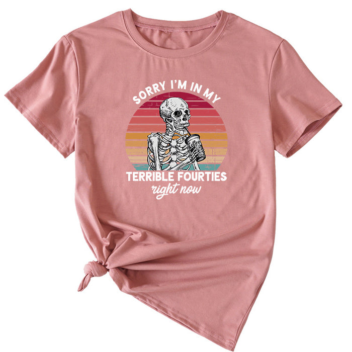 Sorry I'm In My Fun Pattern Printed Casual Short-sleeved T-shirt