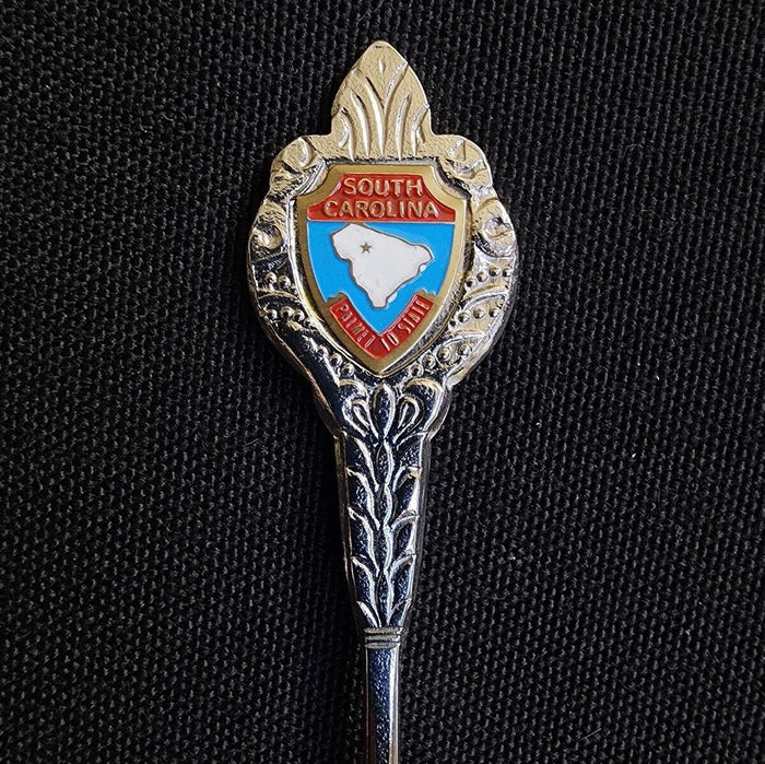 South Carolina Blue Collectible Travel Souvenir Spoon Palmetto State Vintage