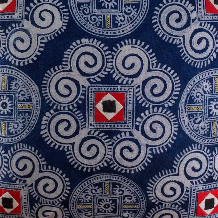 Vindigo handmade indigo cotton batik cushion cover pattern detail close-up