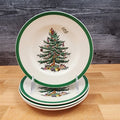 Spode England Christmas Tree Bread & Butter 4 Plates 6.5" Green Rim England