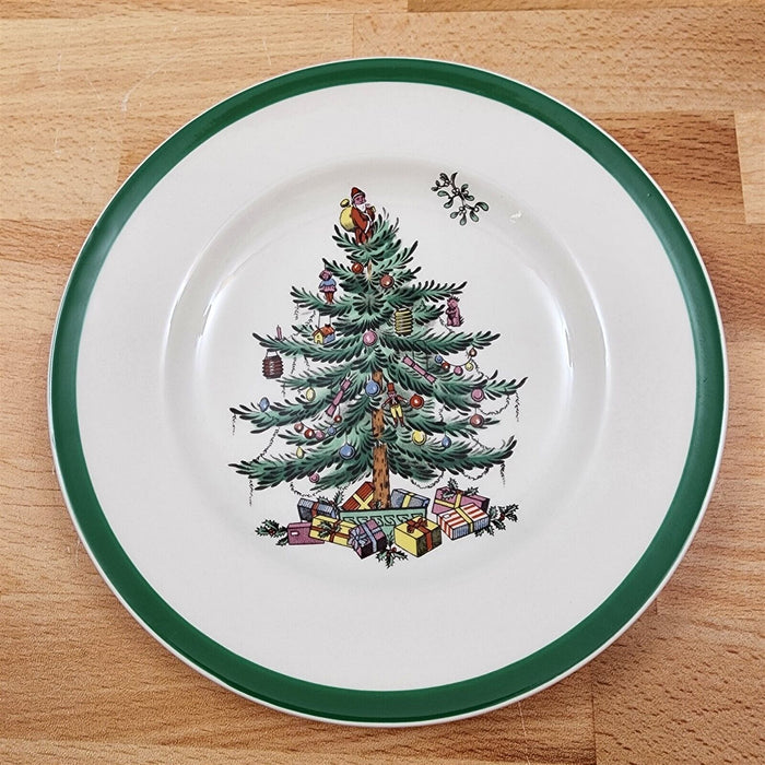 Spode England Christmas Tree Bread & Butter 4 Plates 6.5" Green Rim England