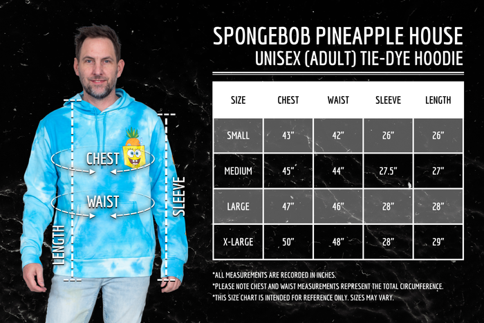 SpongeBob Pineapple House Blue Tie Dye Sweatshirt Pull Over Hoodie