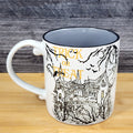 Spooky Coffee Mug Ceramic Halloween Haunted House Trick or Treat Cup Blue Sky