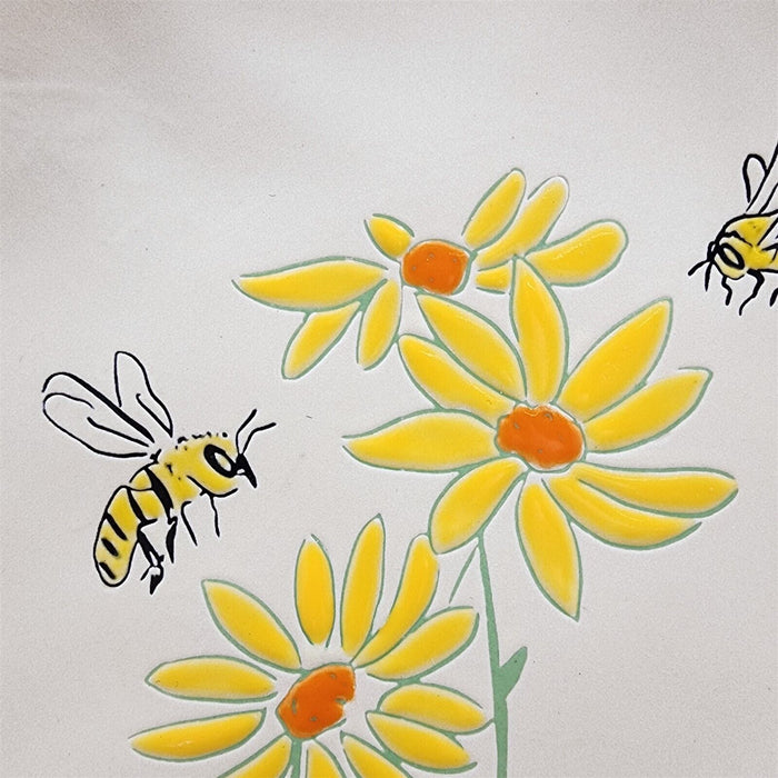 Spring Daisy with Bee's Floral Serving Salad Plate Embossed by Blue Sky 8"