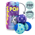 Dog with Squeak 'n Peek Puppi Pop Grape Dog Toy.