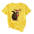 Squirrel Print Woman Casual Crewneck Short Sleeves