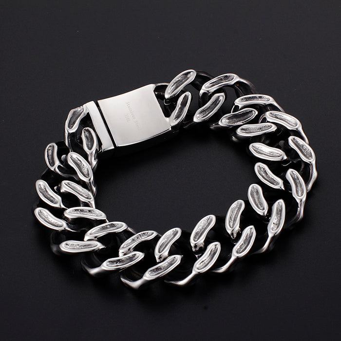 Stainless Steel Chain and Link Skulls Bangle