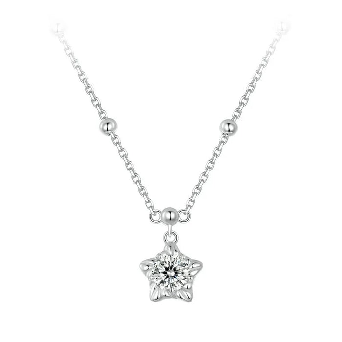 Star Brilliant Cut Moissanite Pendant Necklace 925 Silver Flower Lab Diamond Test Past D Color Gemstone Necklace