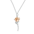 Sterling Silver 925 Graceful Rose Pendant Necklace for Women Chain Necklaces Plated platinum Jewelry